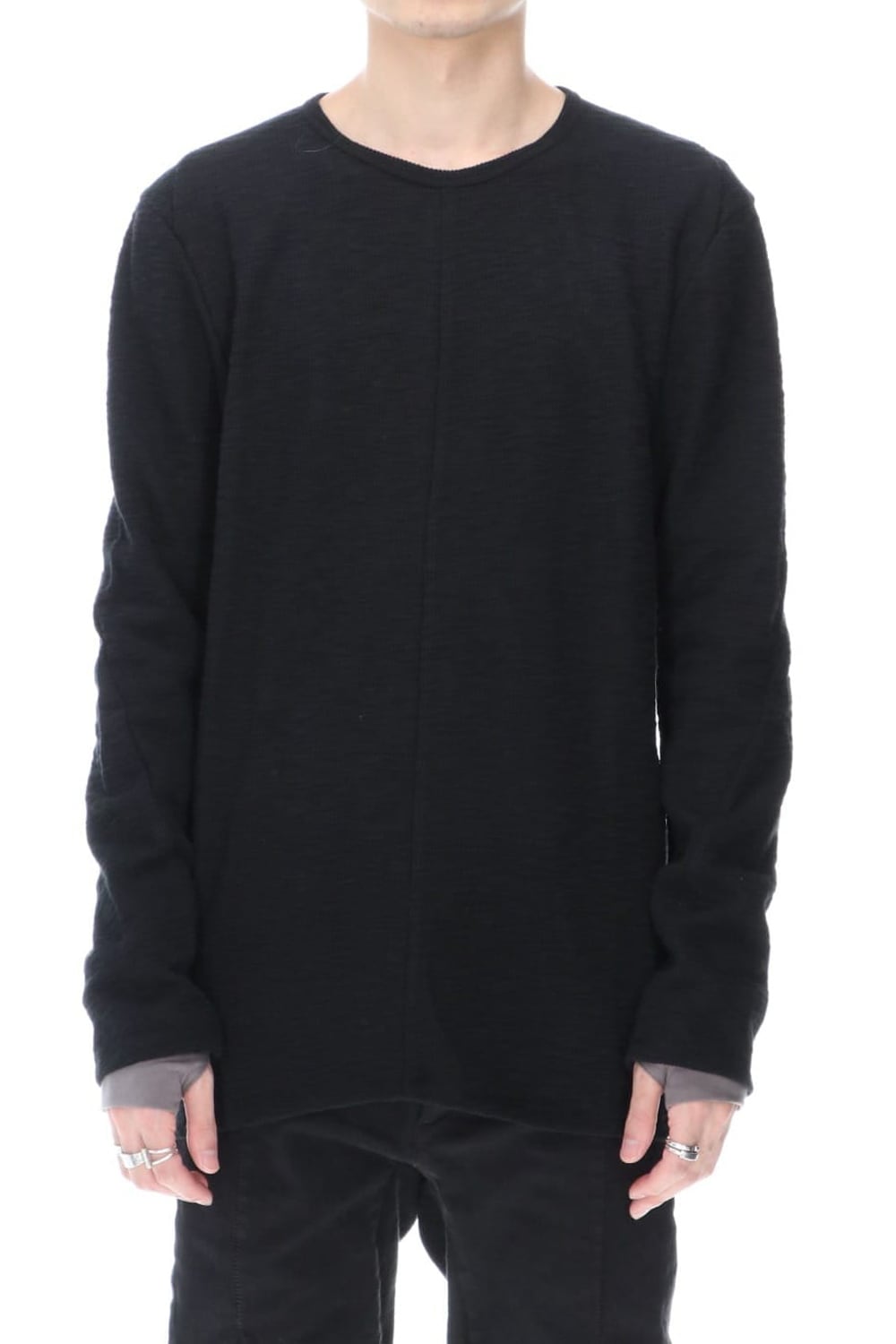 Slab jersey Layered Long sleeve T-shirt Black