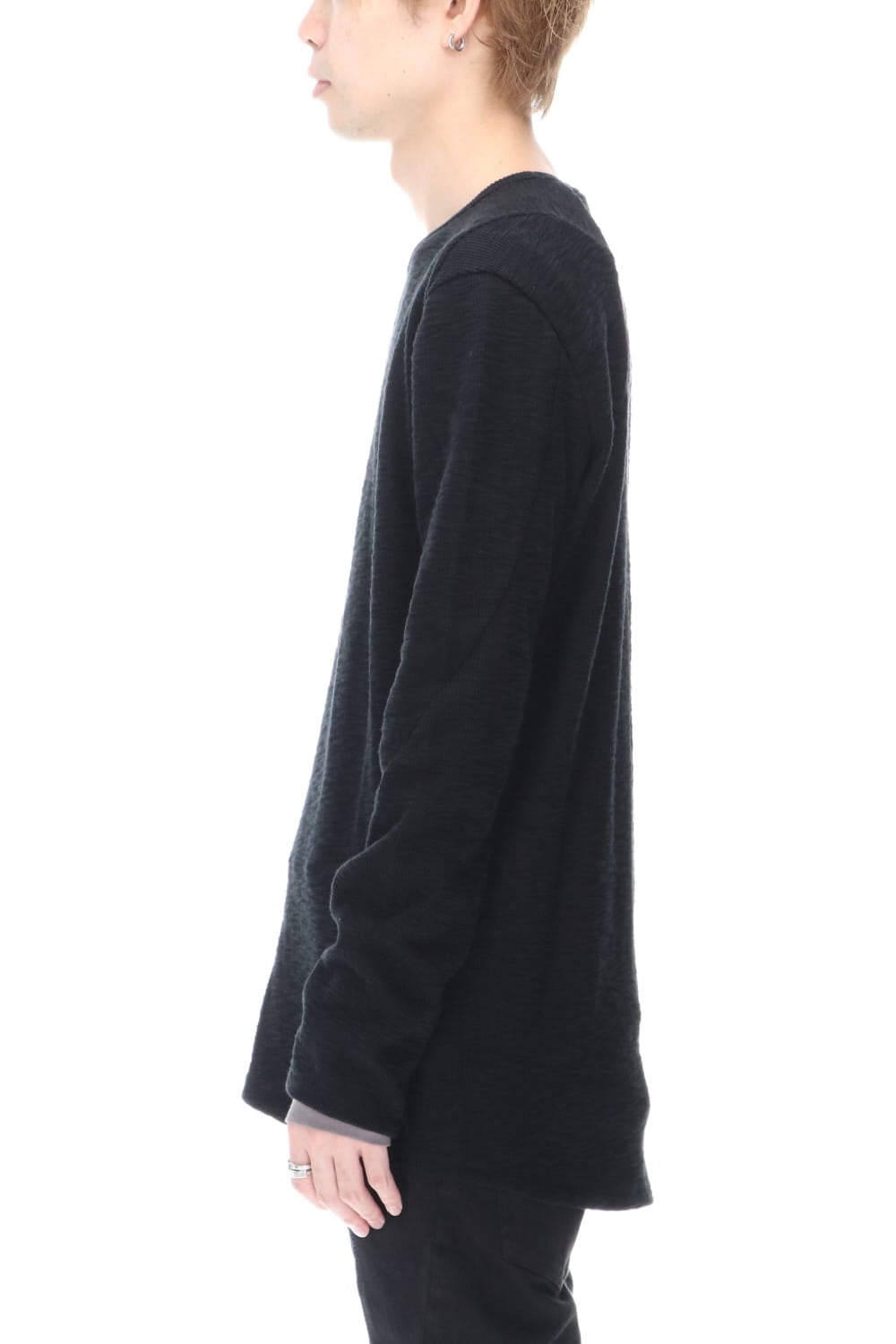 Slab jersey Layered Long sleeve T-shirt Black