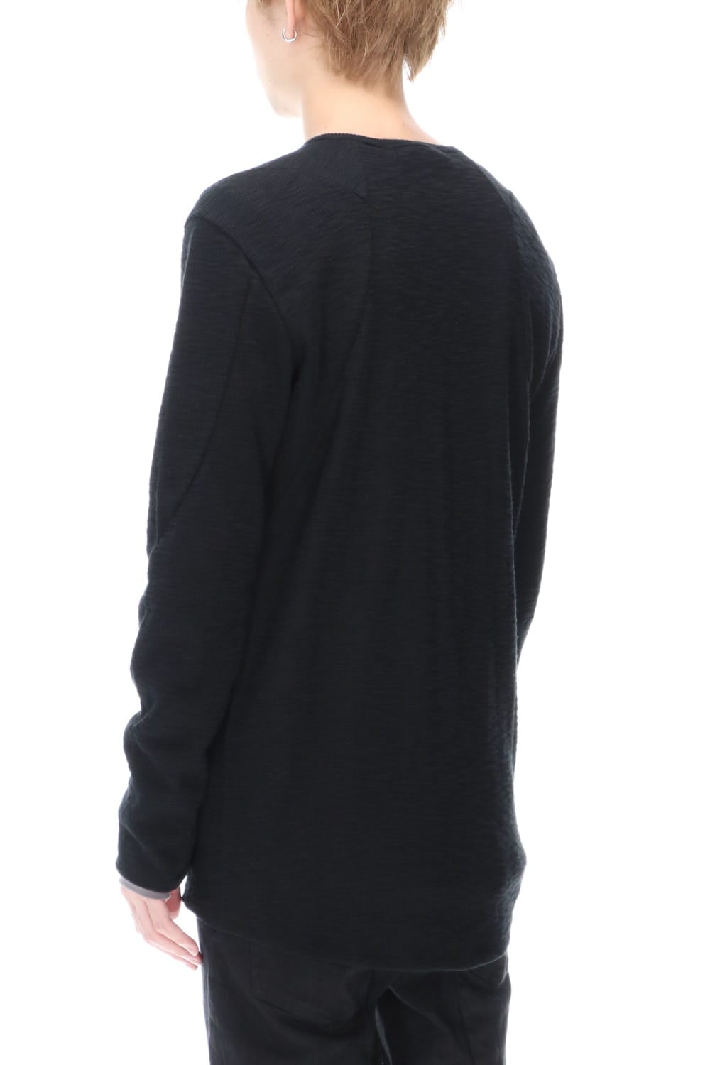 Slab jersey Layered Long sleeve T-shirt Black