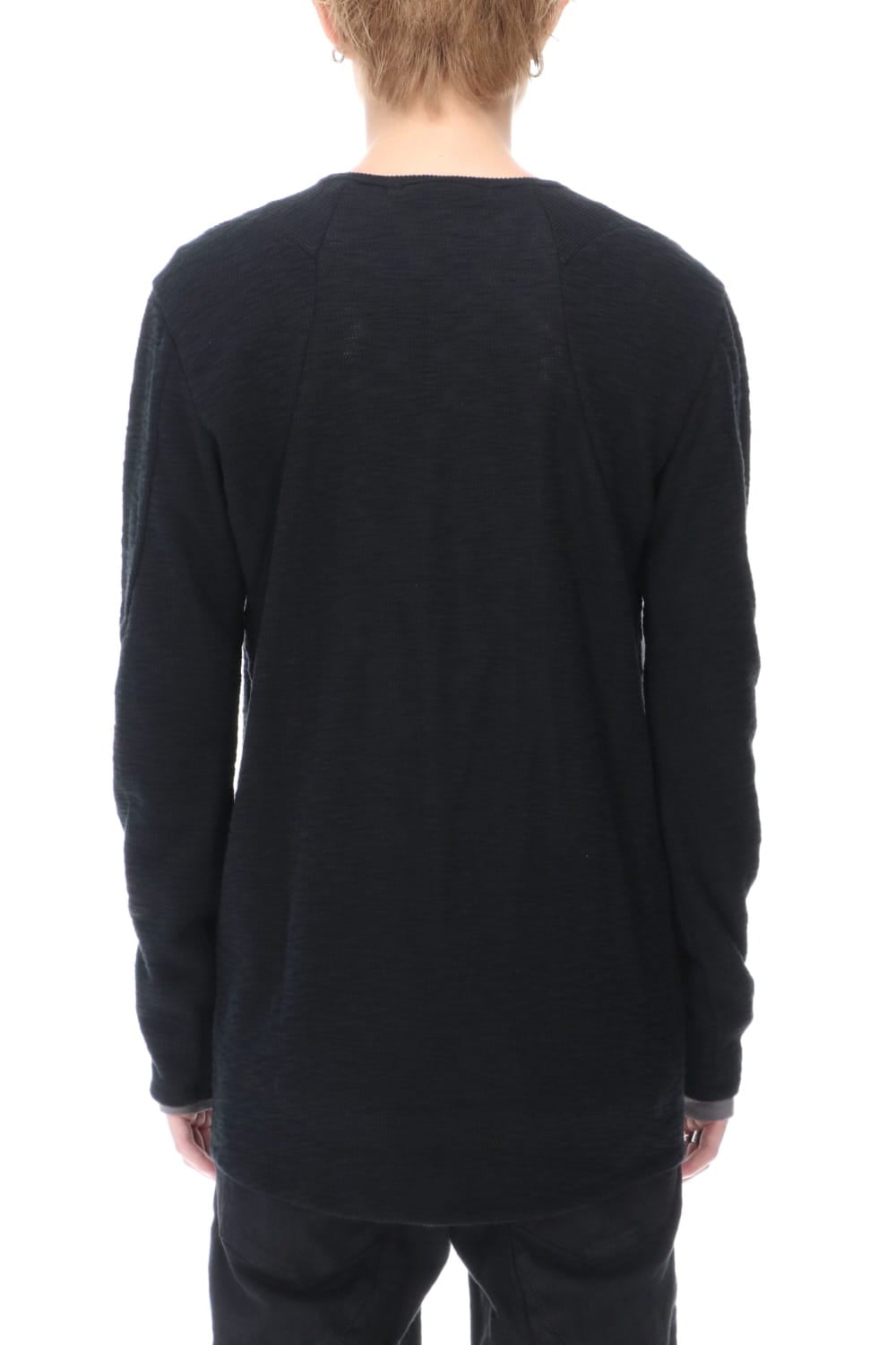 Slab jersey Layered Long sleeve T-shirt Black