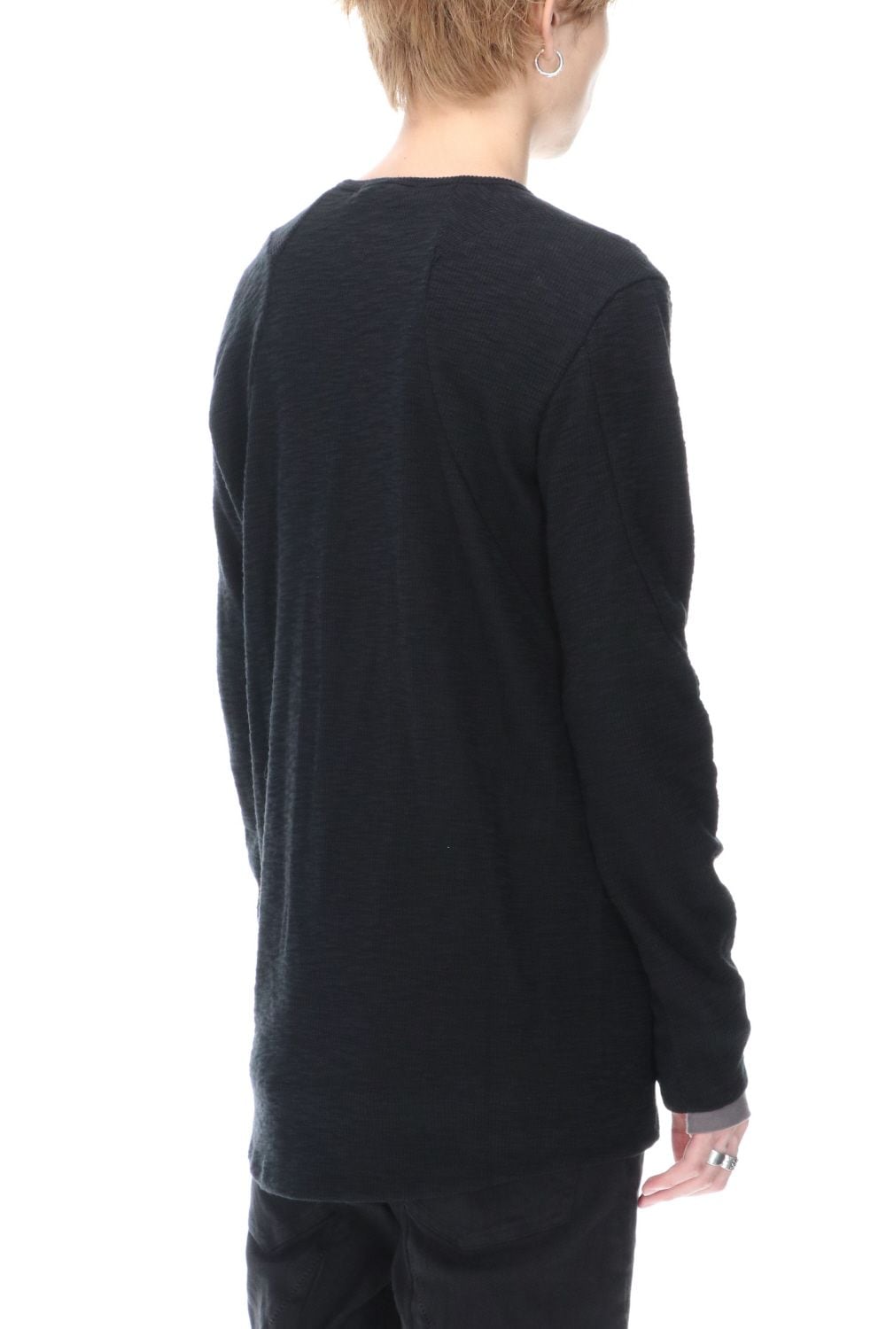 Slab jersey Layered Long sleeve T-shirt Black