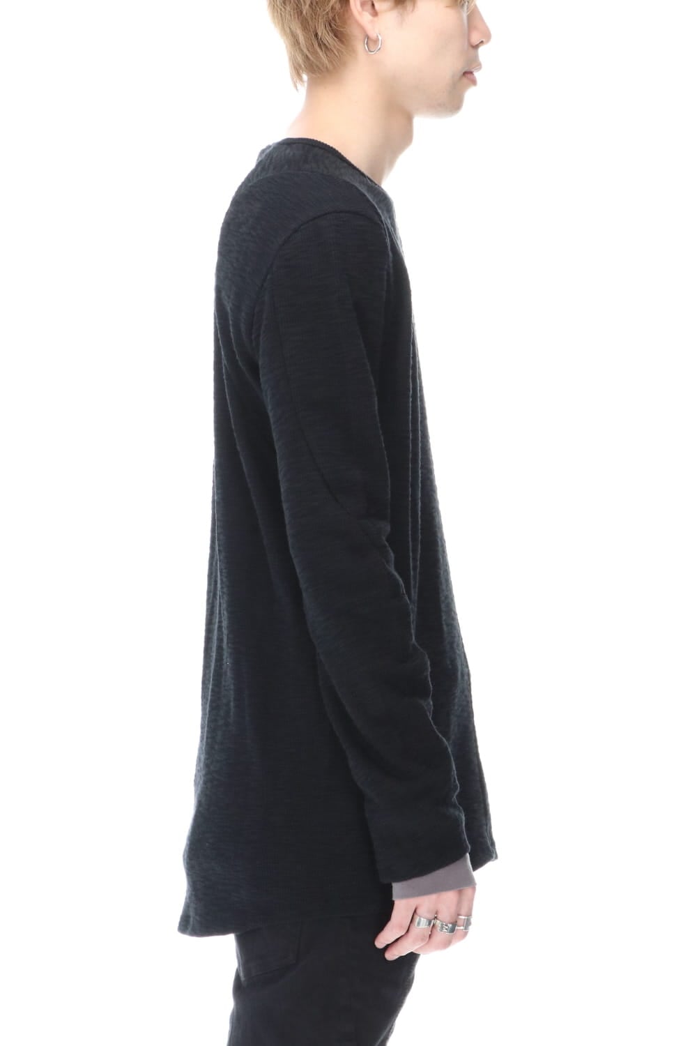 Slab jersey Layered Long sleeve T-shirt Black