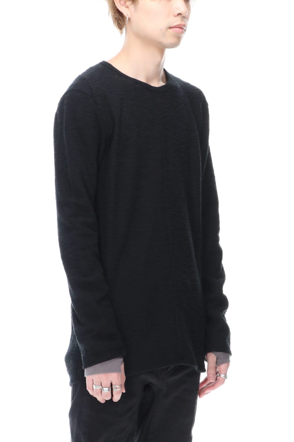 Slab jersey Layered Long sleeve T-shirt Black