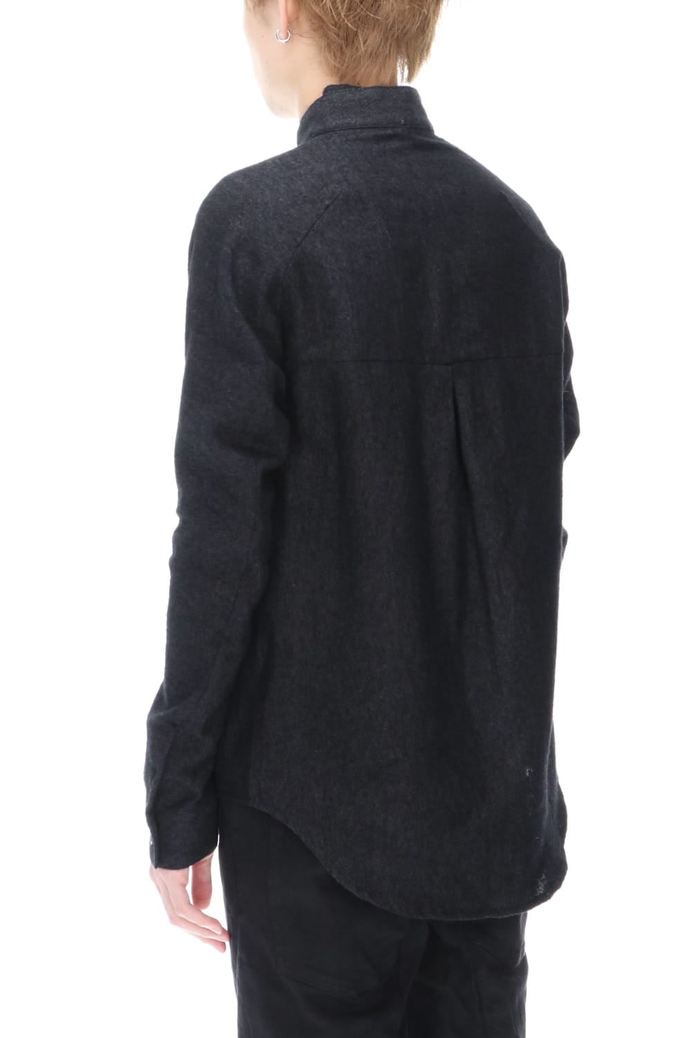 Wool Linen Layered collar shirt Black