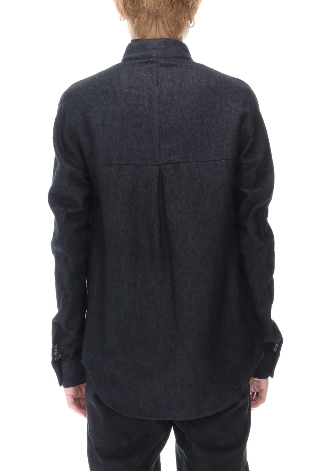 Wool Linen Layered collar shirt Black