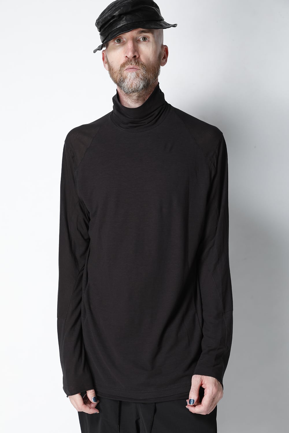 High neck long sleeve light jersey Charcoal