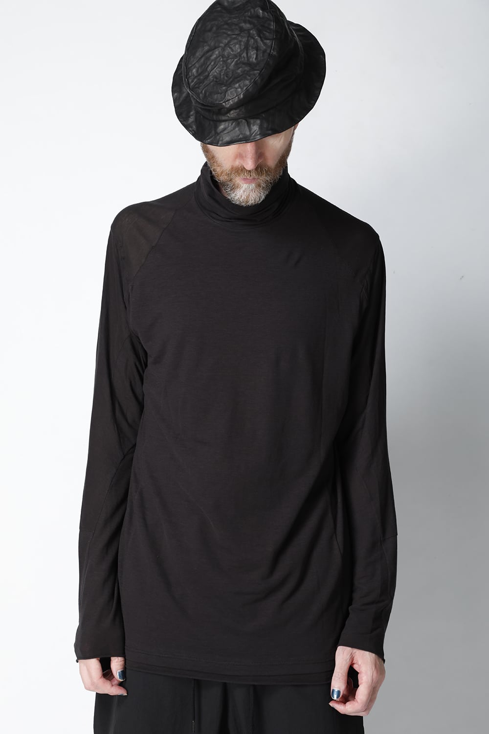 High neck long sleeve light jersey Charcoal