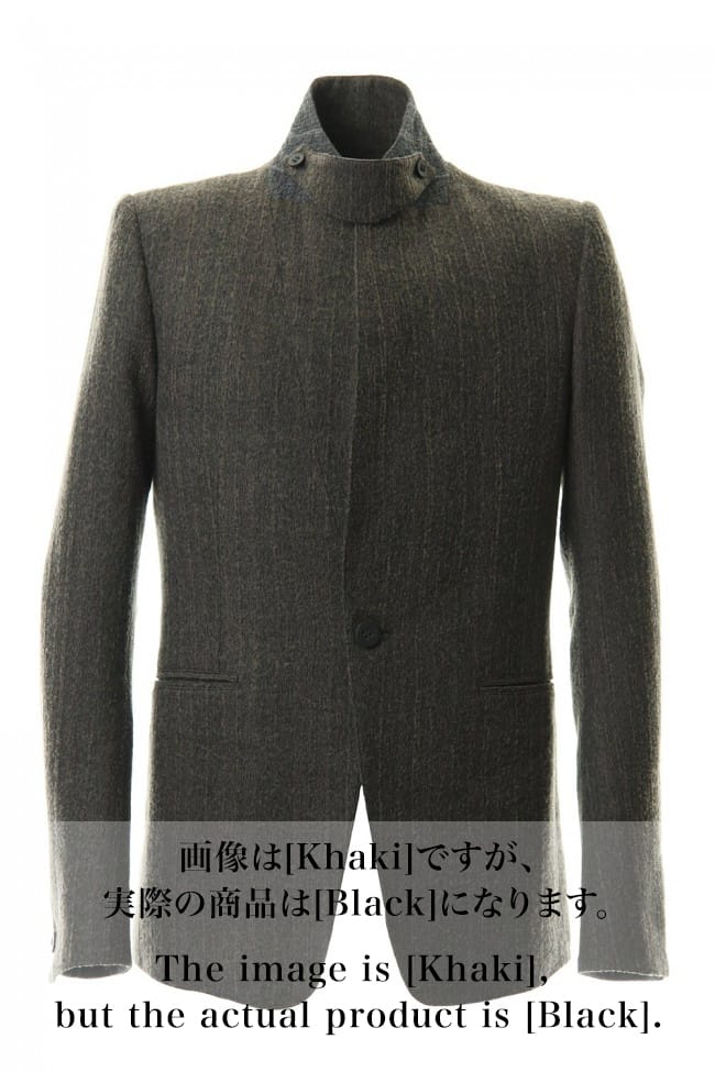 Wool Rayon Cotton Jacquard stripe Tailored jacket Black