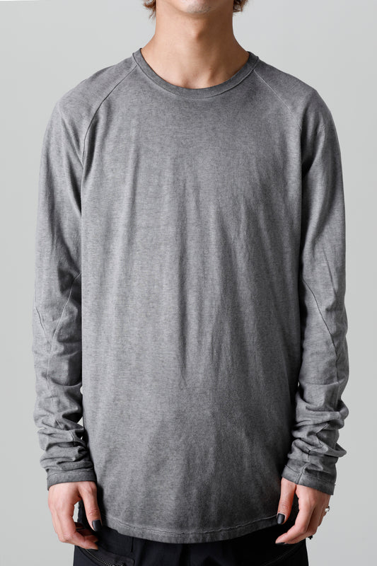 Gradation Cold Dyed Strong Twist Light Cotton Jersey Long Sleeve T-Shirt  Gray