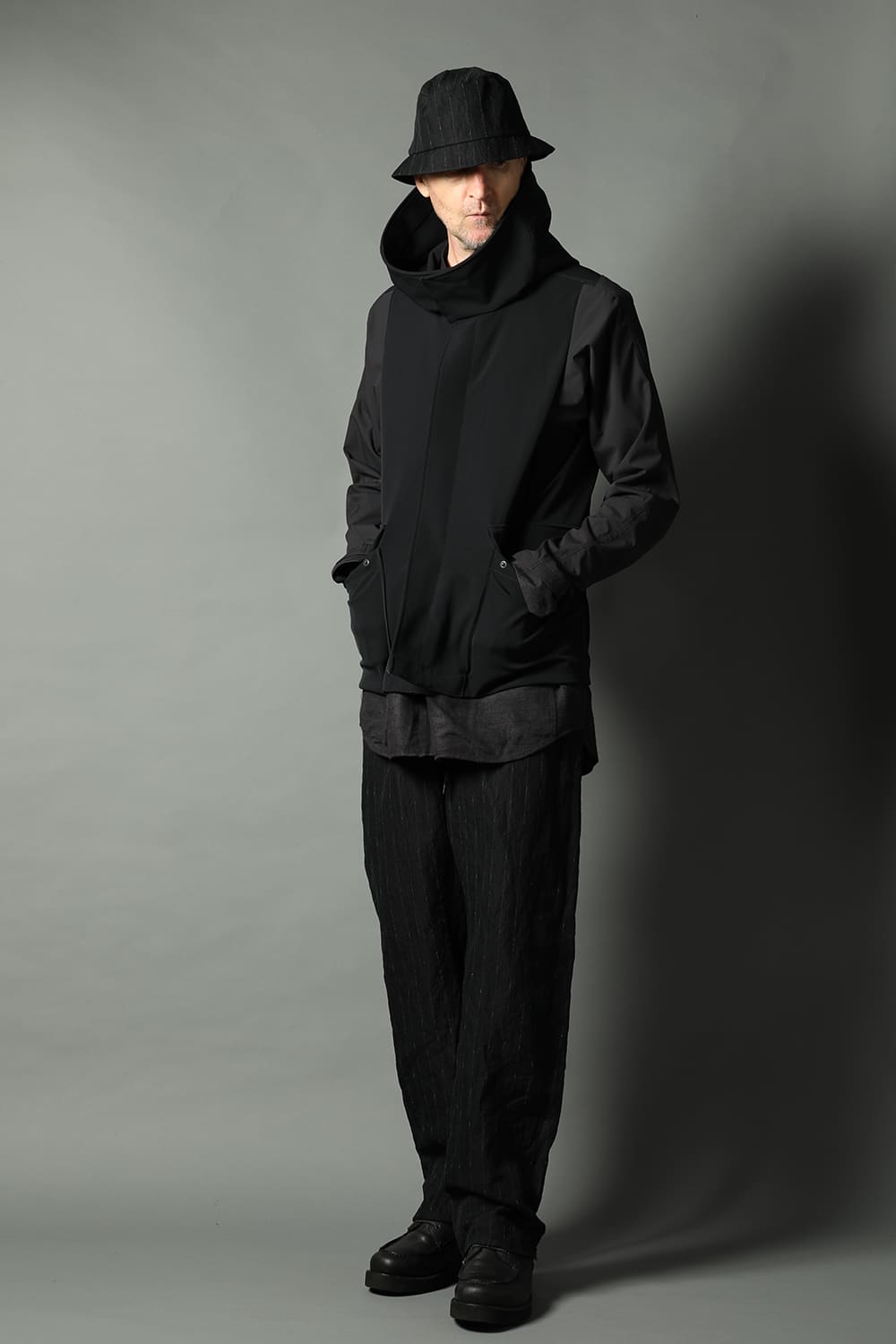 Hooded jacket merino wool jersey bonding