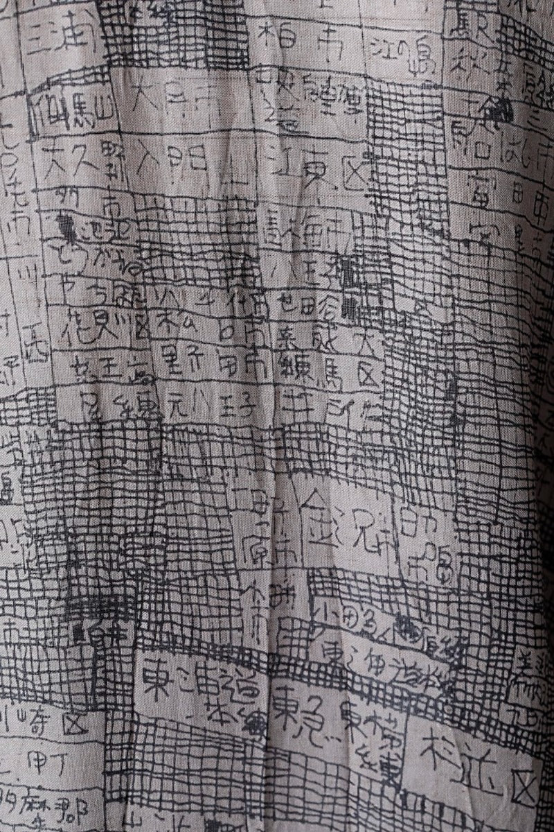 Japanese Map Inkjet Print Long Shirt Coat