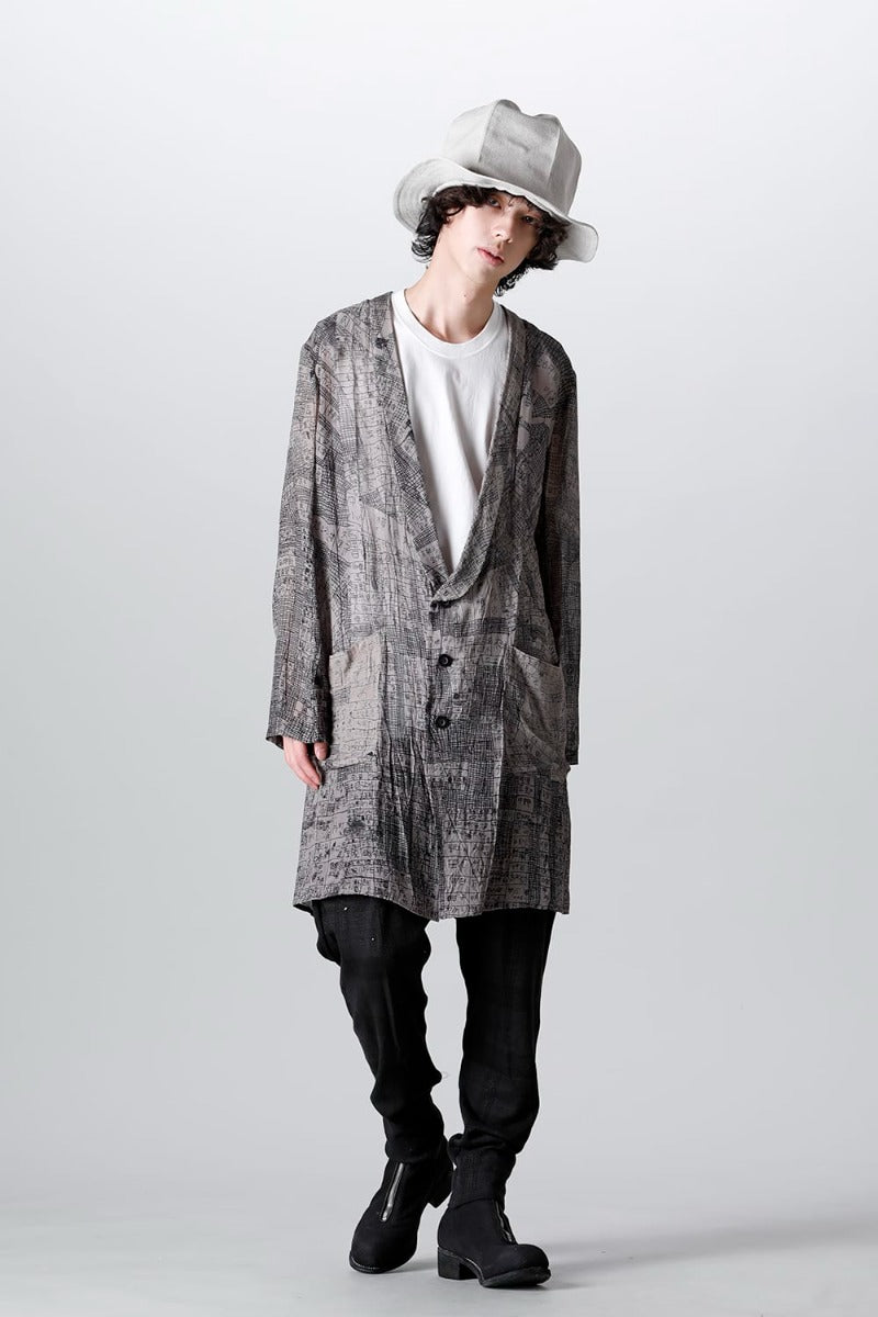 Japanese Map Inkjet Print Long Shirt Coat