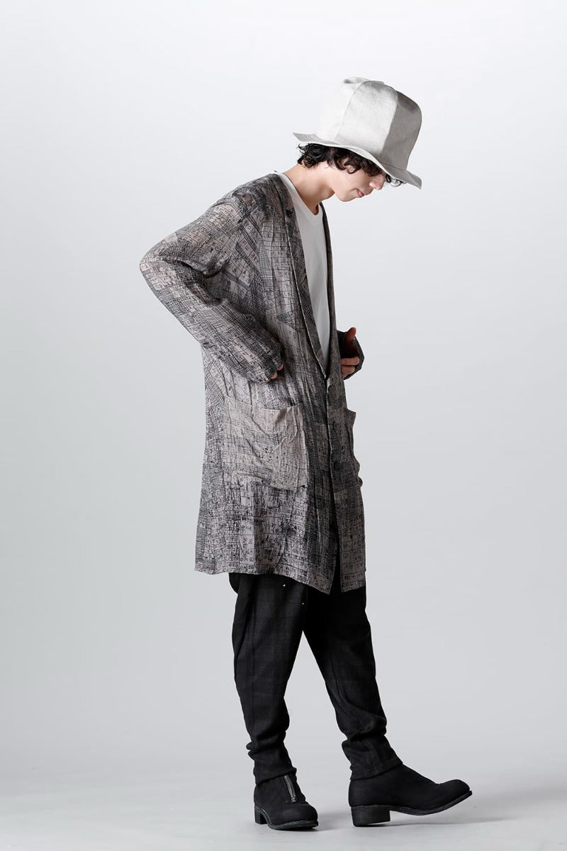 Japanese Map Inkjet Print Long Shirt Coat