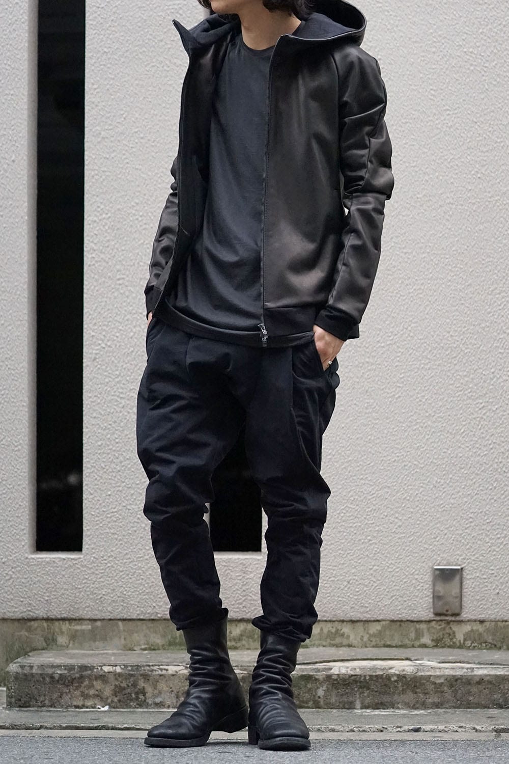 Hooded Jacket Stretch Deer Leather