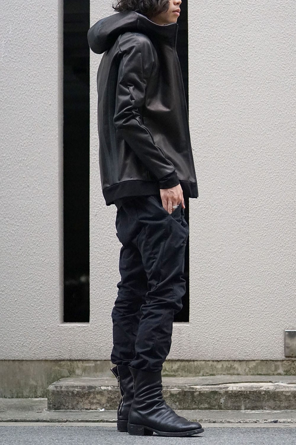 Hooded Jacket Stretch Deer Leather