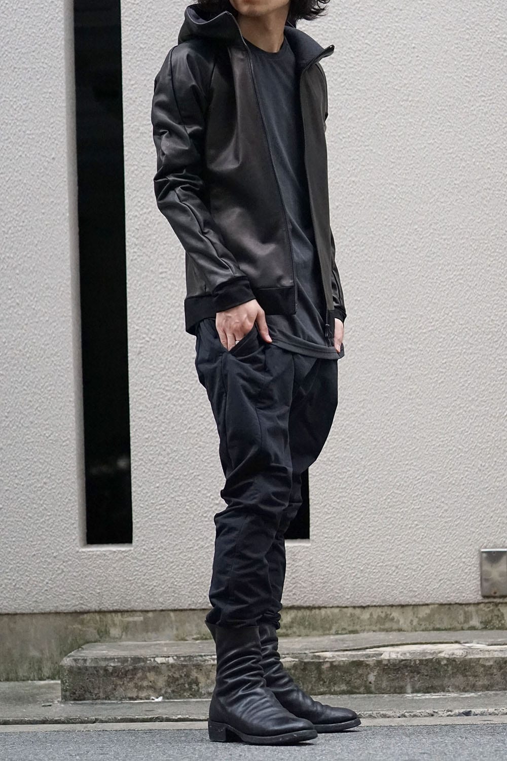 Hooded Jacket Stretch Deer Leather