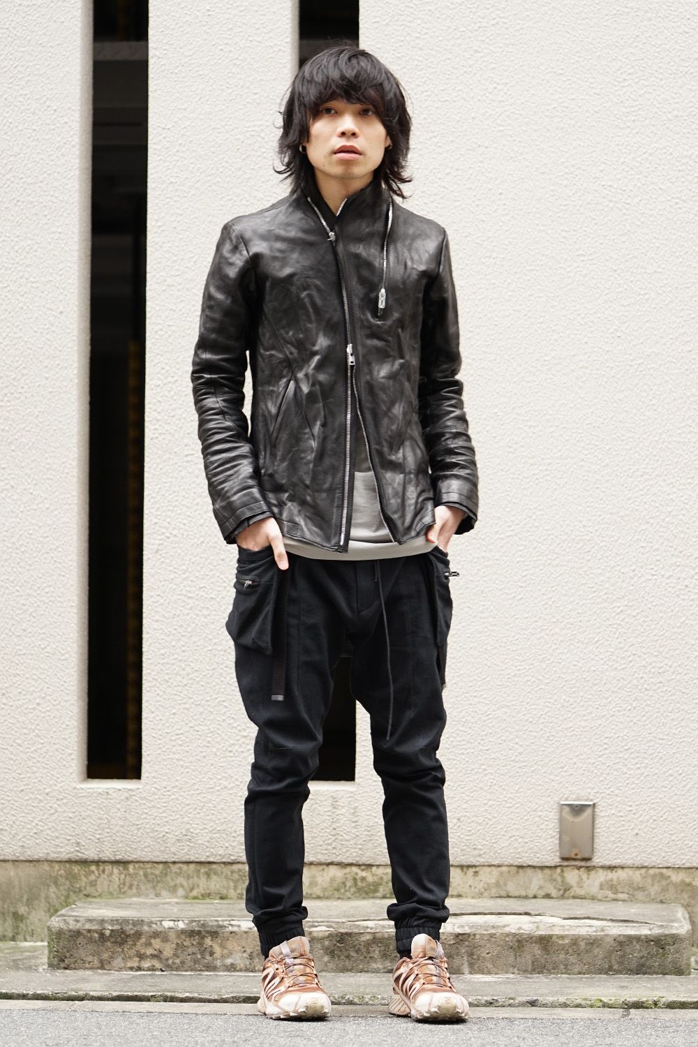 High-necked leather jacket - ST105-0019S