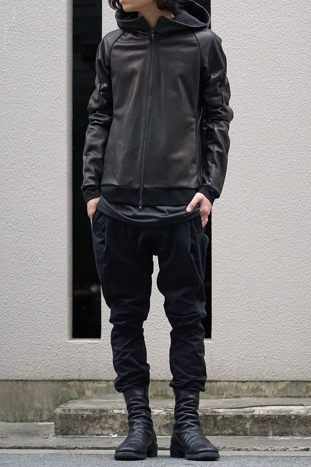 Hooded Jacket Stretch Deer Leather