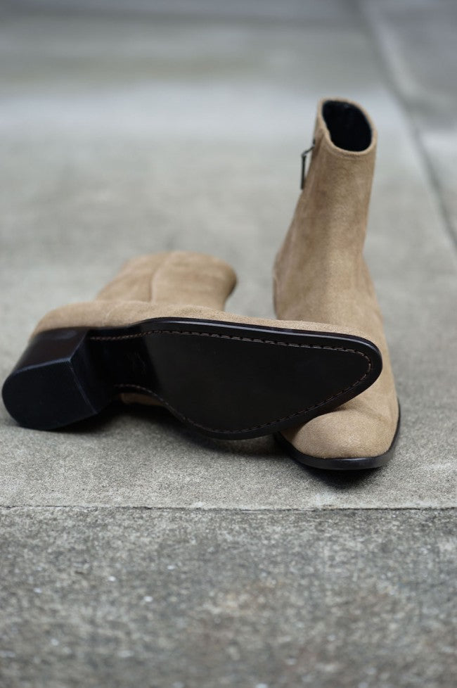 16AW Velour Suede Heel Boots BEIGE