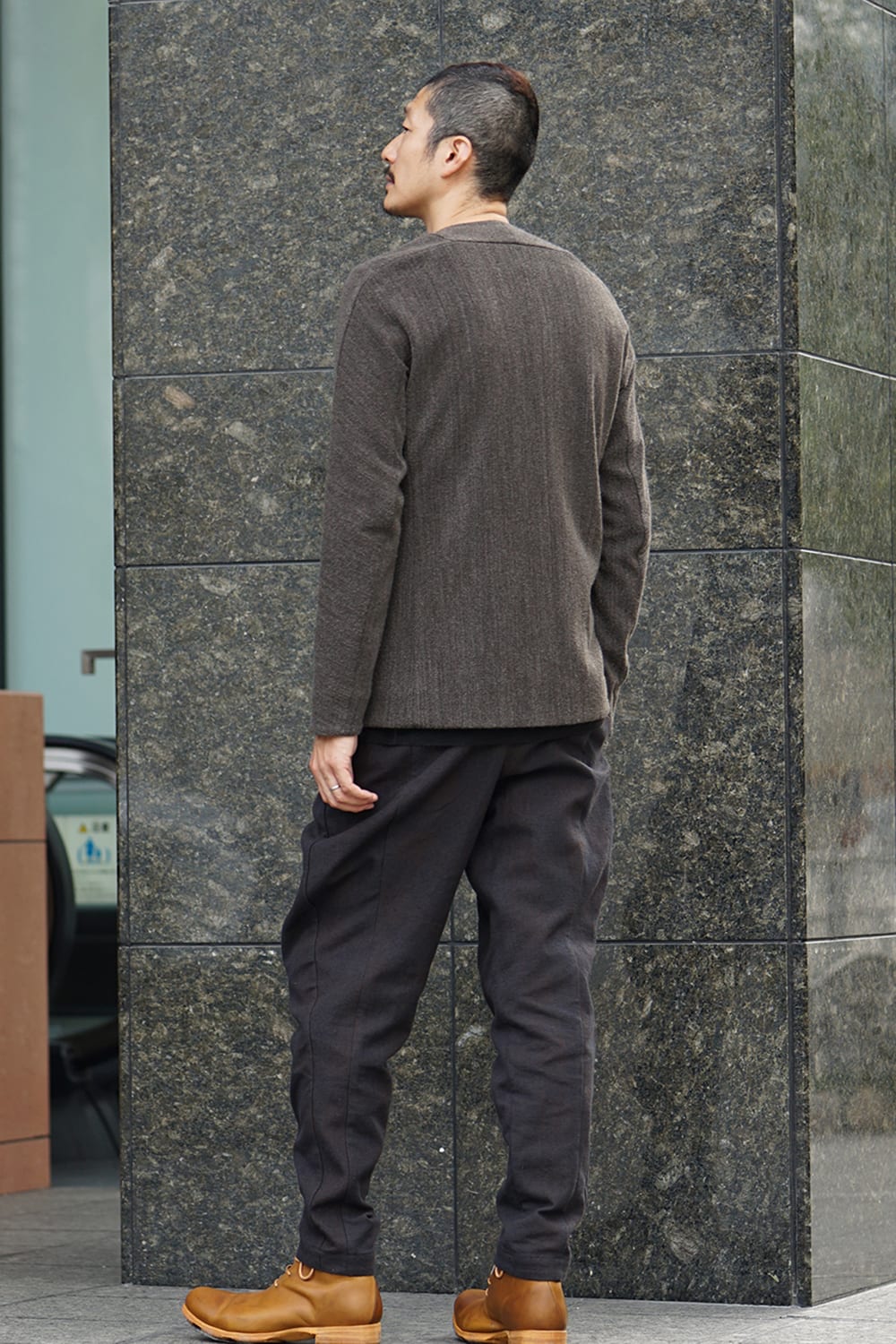 Jacket Wool / Cotton Raschel Knit Brown Gray