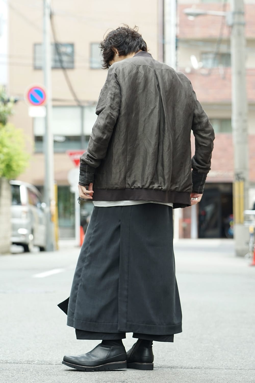 HAKAMA Pants Silk Herringbone Sand Blast Finish - Gray