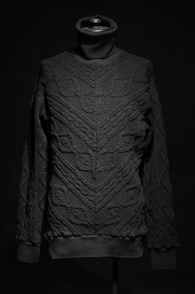 16AW Cable Knit Jacquard Turtle Neck Knit