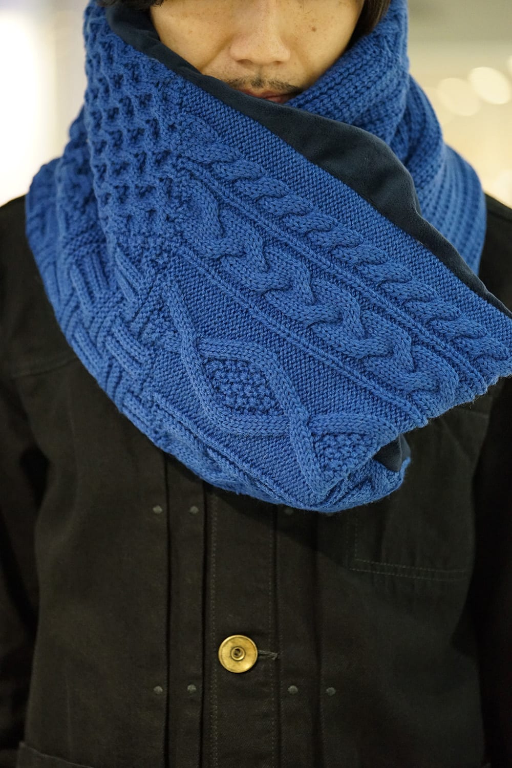 PW Knit Down Muffler Blue