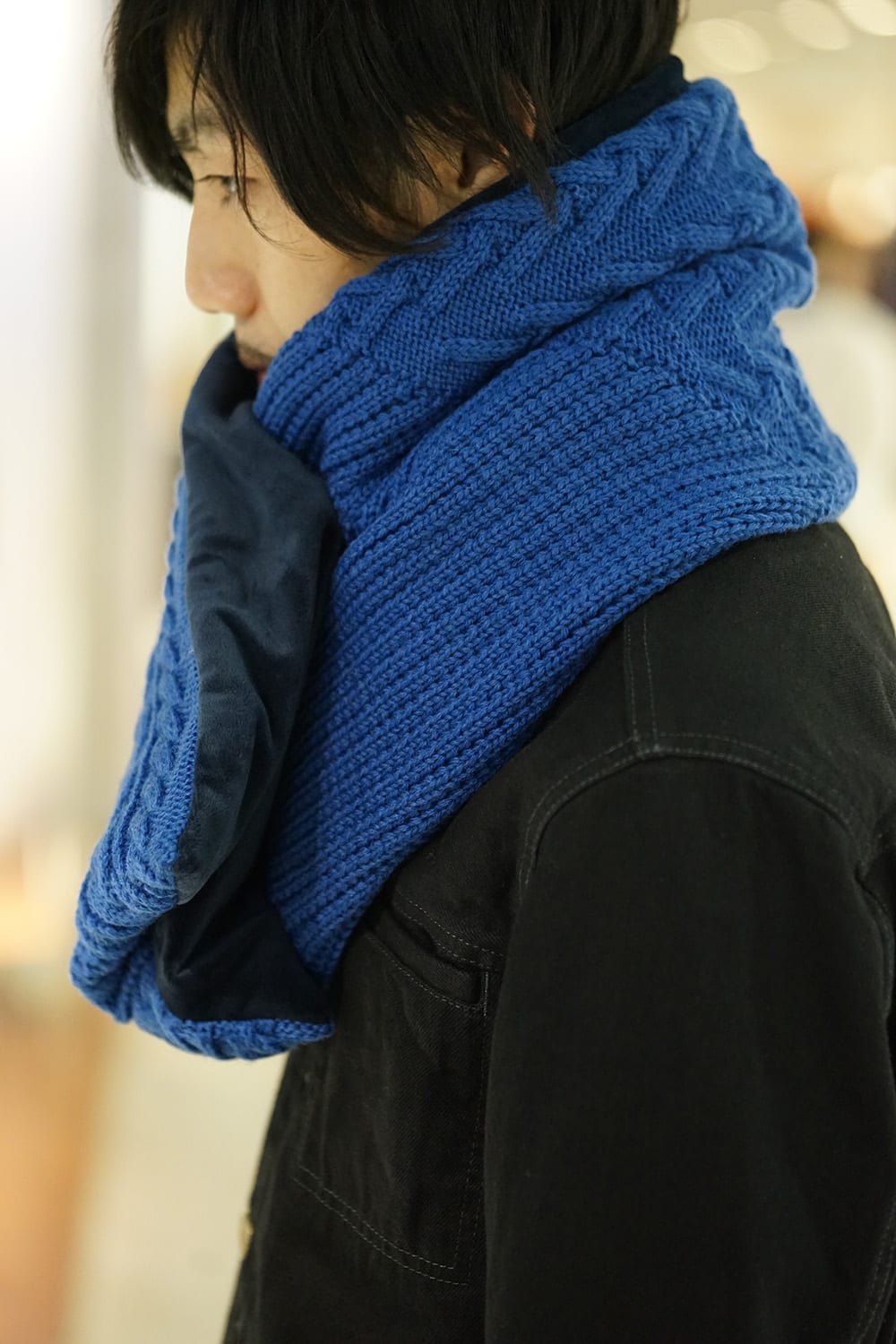 PW Knit Down Muffler Blue