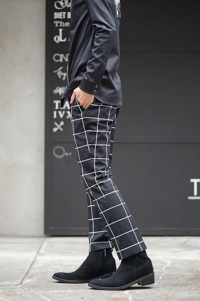 17SS Window Pane Jacquard Slacks BLACKxECRU