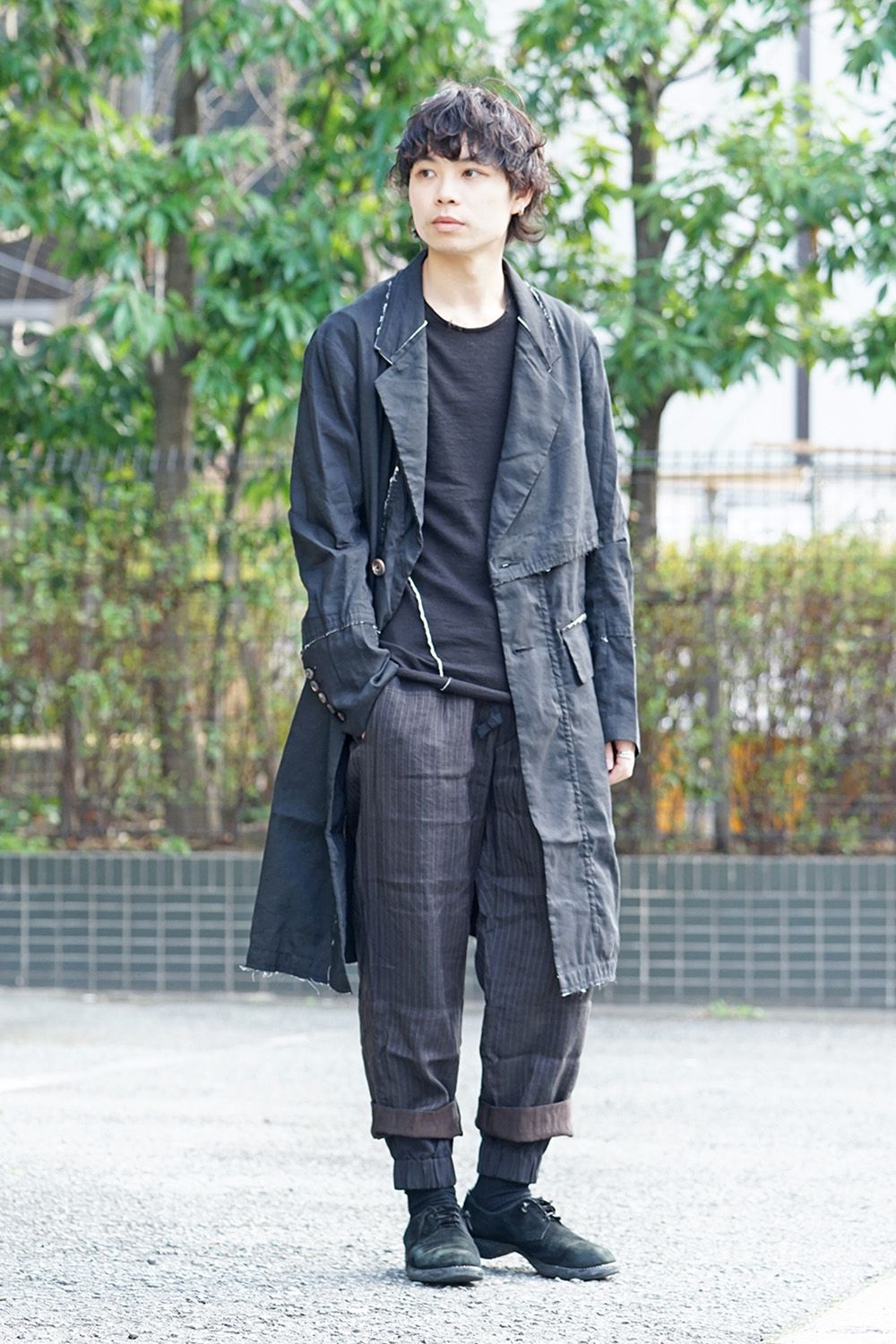 Hem layered Striped cropped pants 0M191 0517