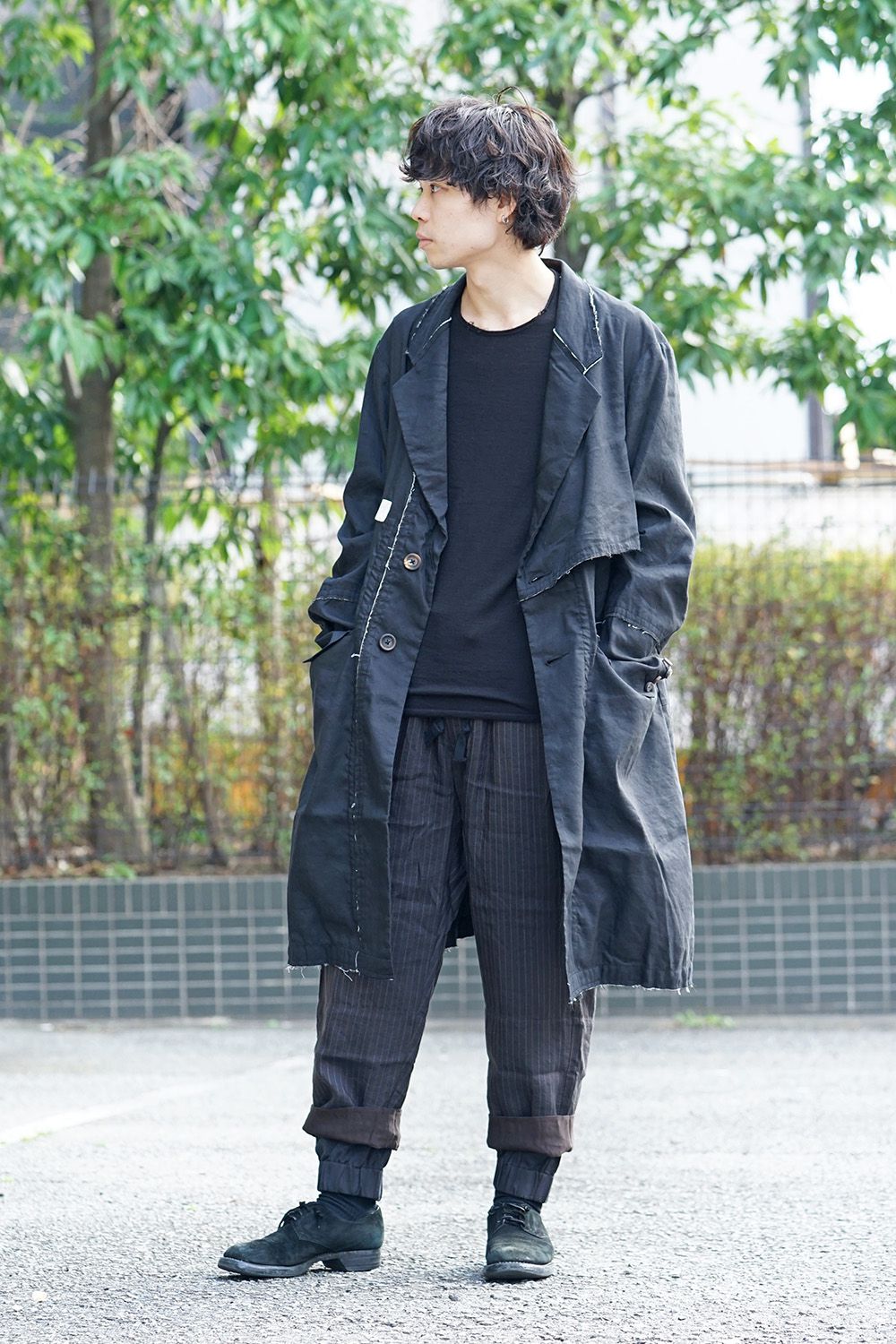 Hem layered Striped cropped pants 0M191 0517