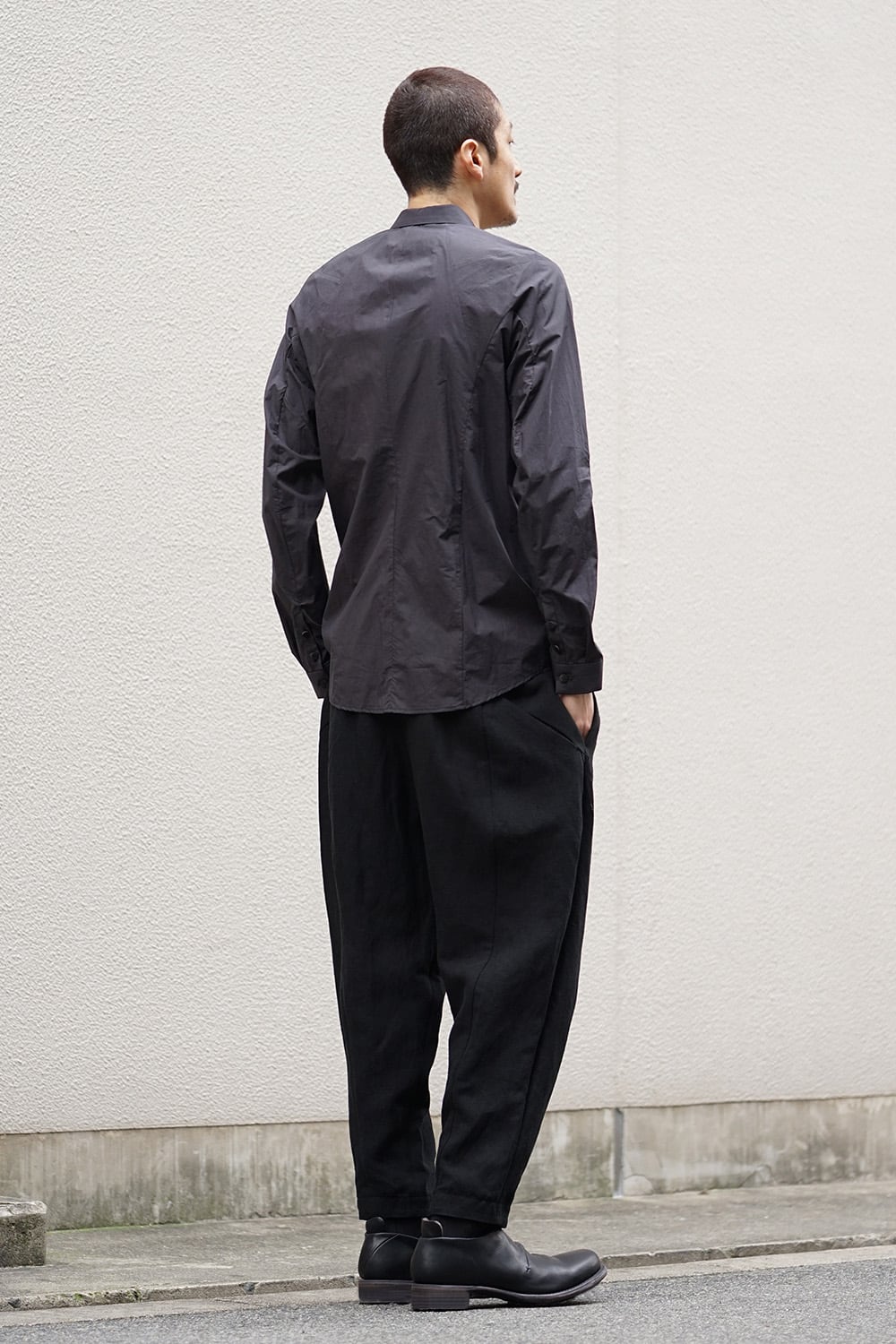 Cropped Pants Silk Linen Canvas Sand Blast Finish