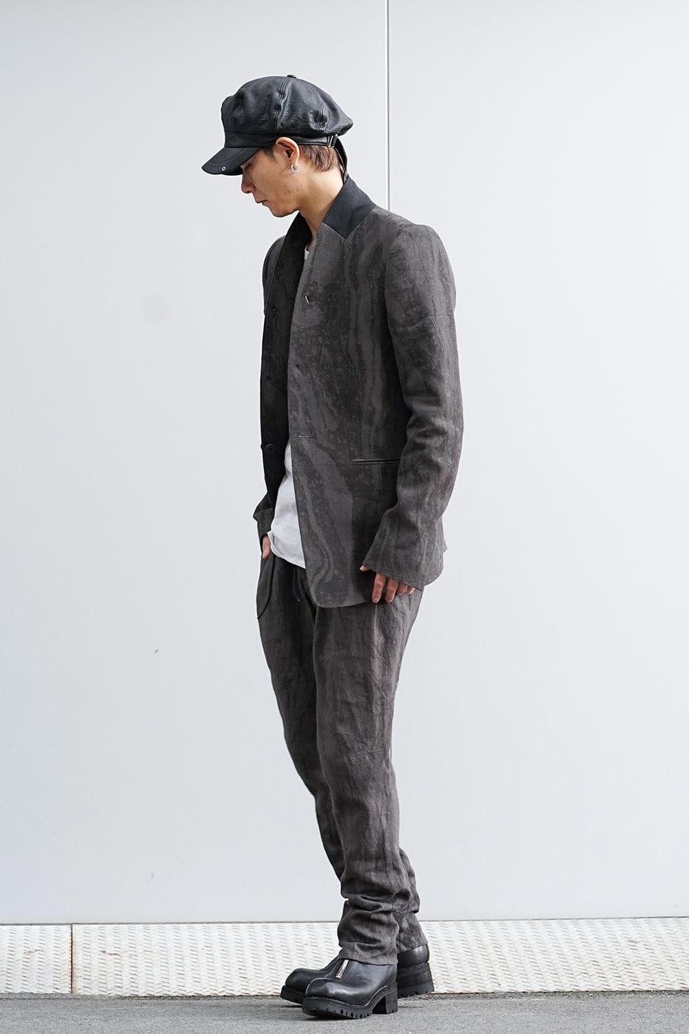 Suminagashi-dyed Linen High-Neck Tailor JKT