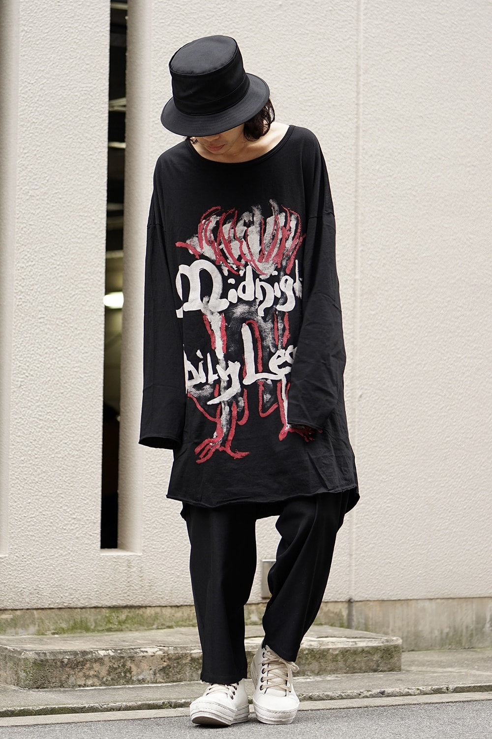 Crew Neck Oversized Long Sleeve T-shirt B