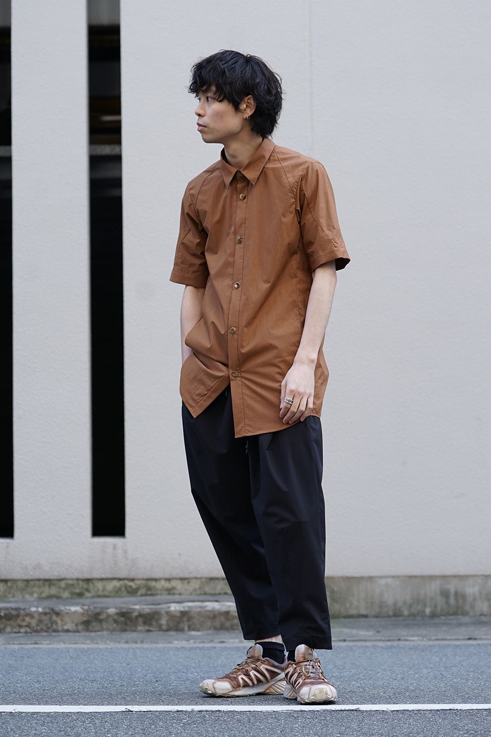 Short Sleeve Shirt Cotton Hard Wash - Camel