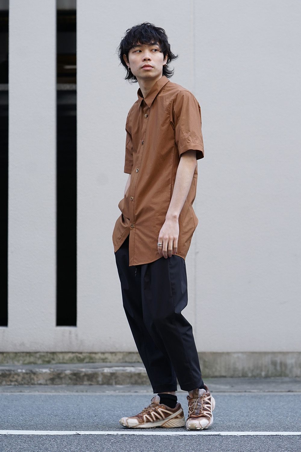 Short Sleeve Shirt Cotton Hard Wash - Camel