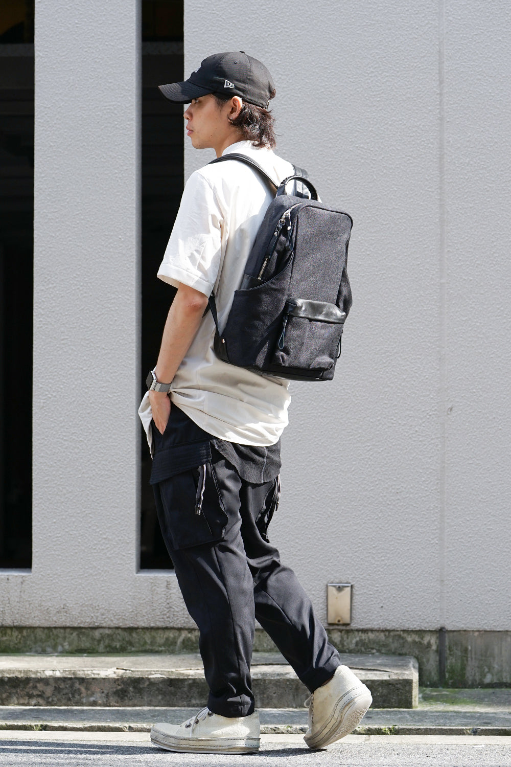 tower Ruck –Linen×Steer Leather Black