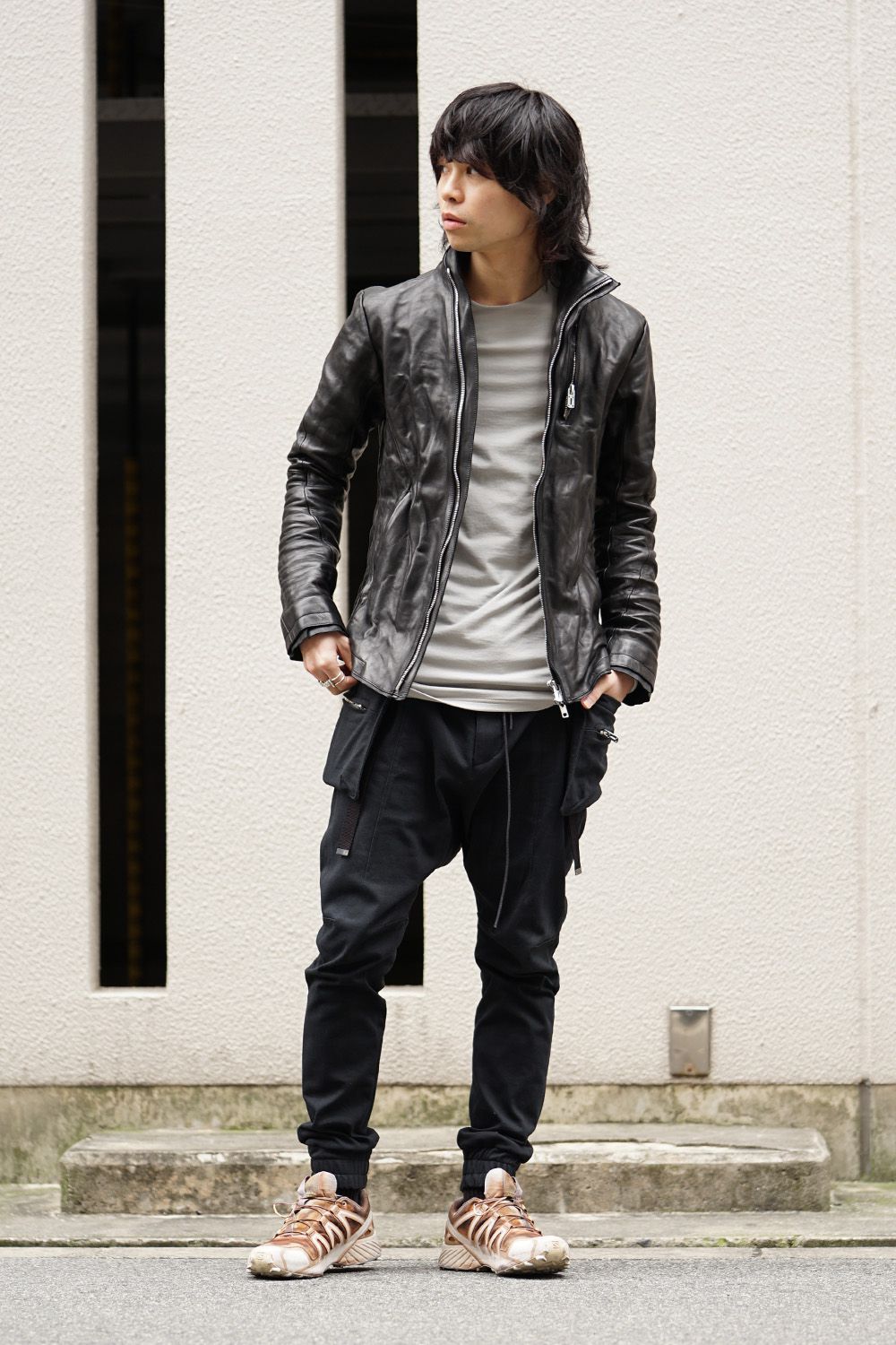 Flap bag drop crotch pants jog - ST107-0079S