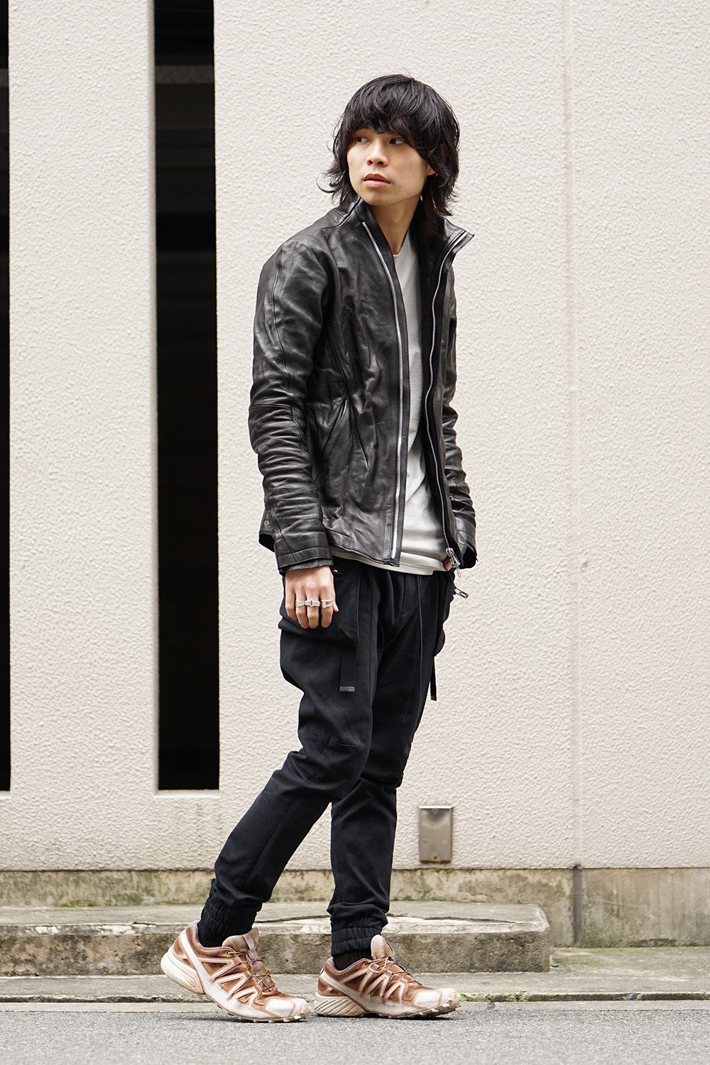 High-necked leather jacket - ST105-0019S