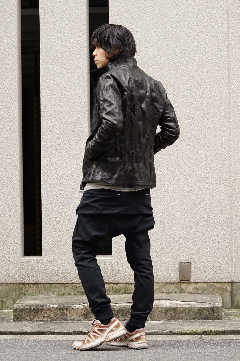 High-necked leather jacket - ST105-0019S