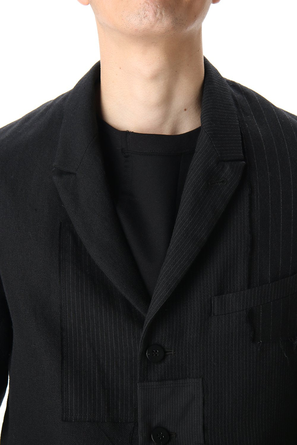 Peaked Lapel Patchwork Jacket