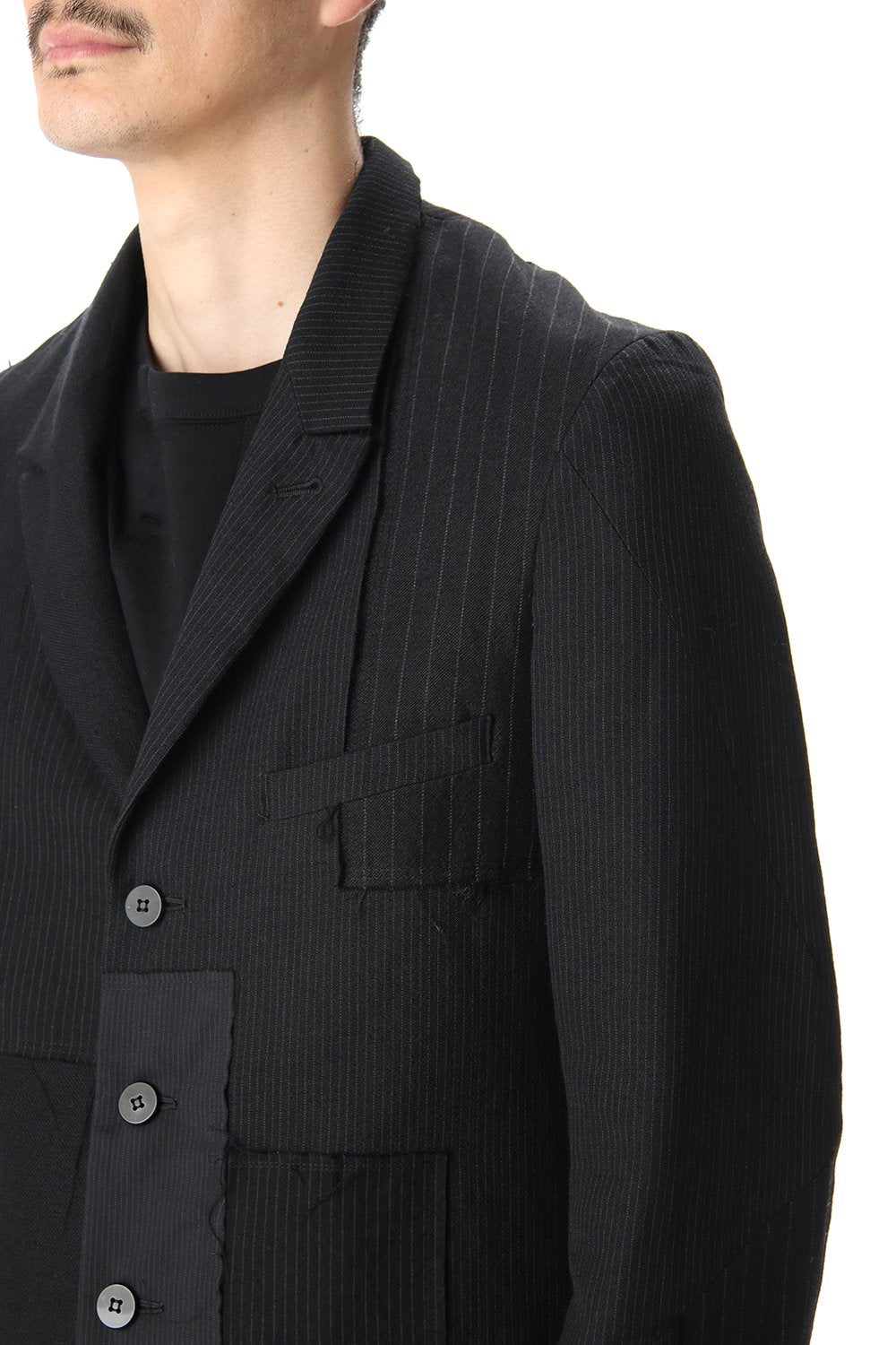 Peaked Lapel Patchwork Jacket