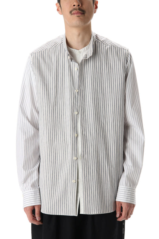 Linen Stripe Paneled Shirt  White / White Stripe