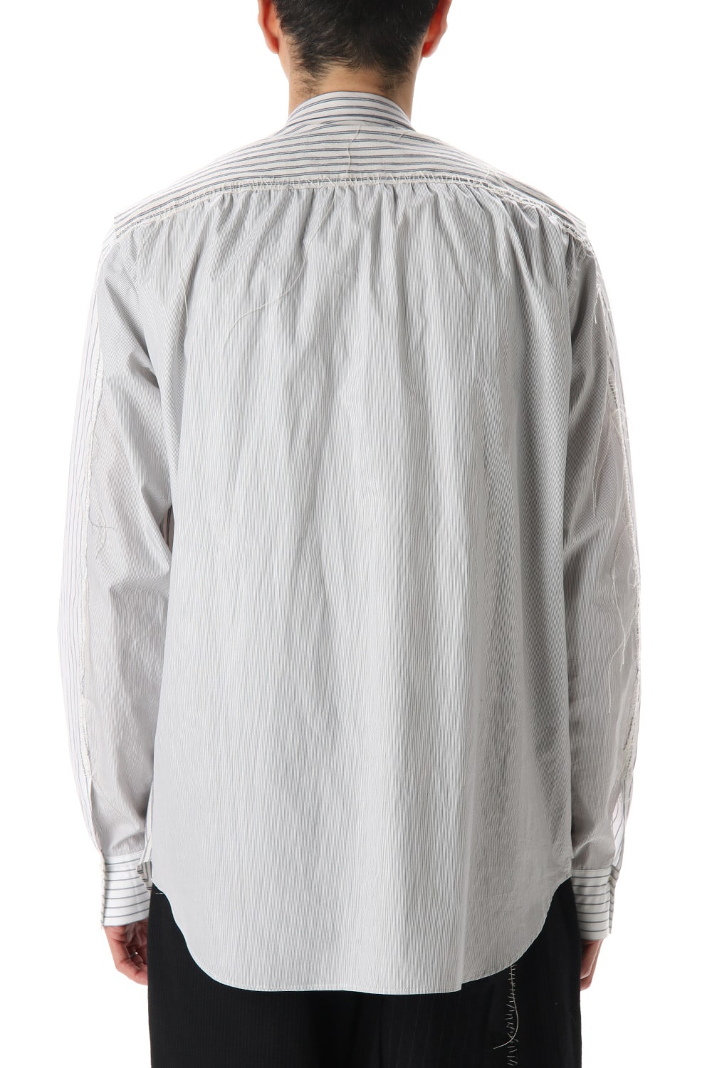 Linen Stripe Paneled Shirt  White / White Stripe
