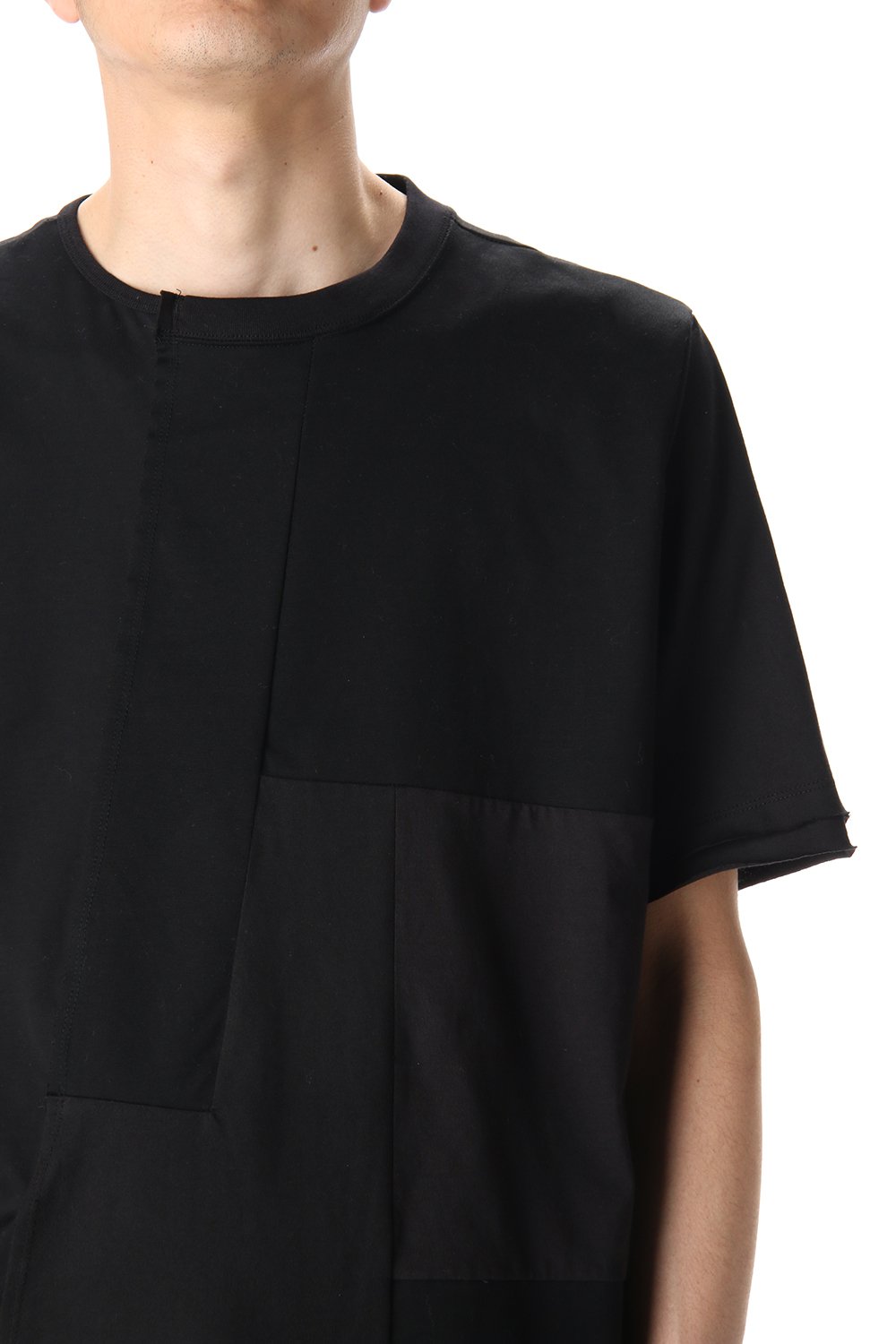 Patchwork Back Seamed T-Shirts Black