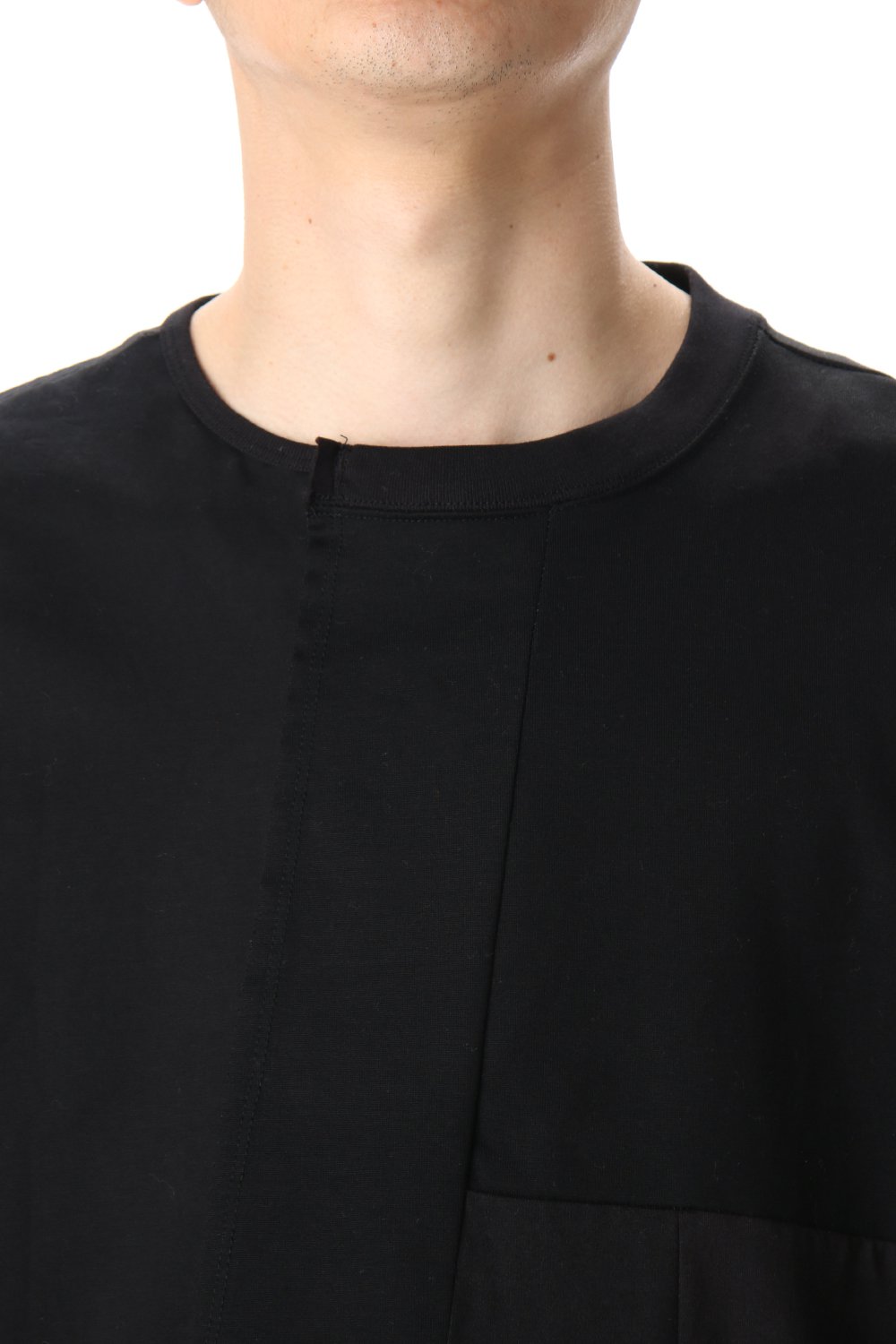 Patchwork Back Seamed T-Shirts Black