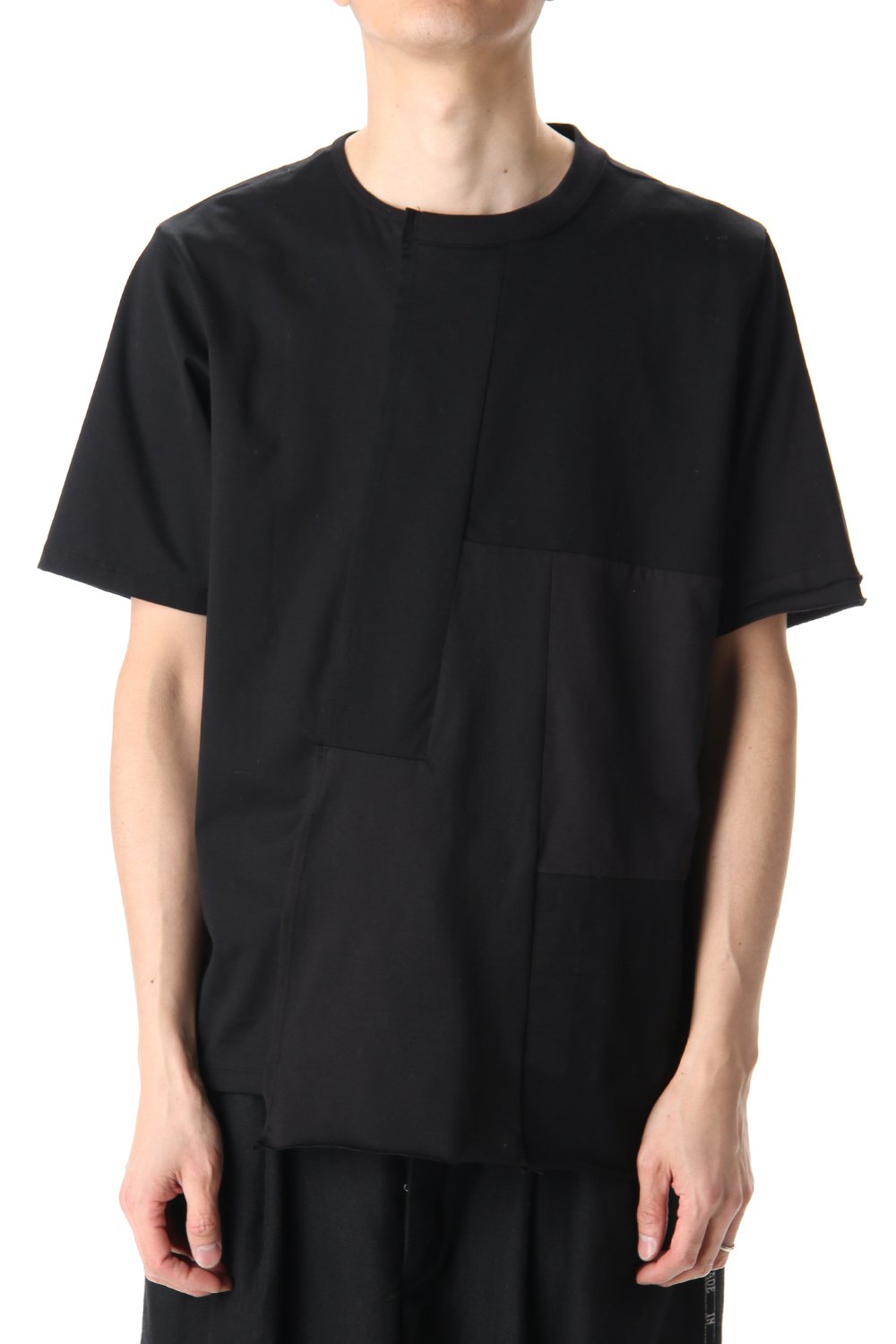 Patchwork Back Seamed T-Shirts Black