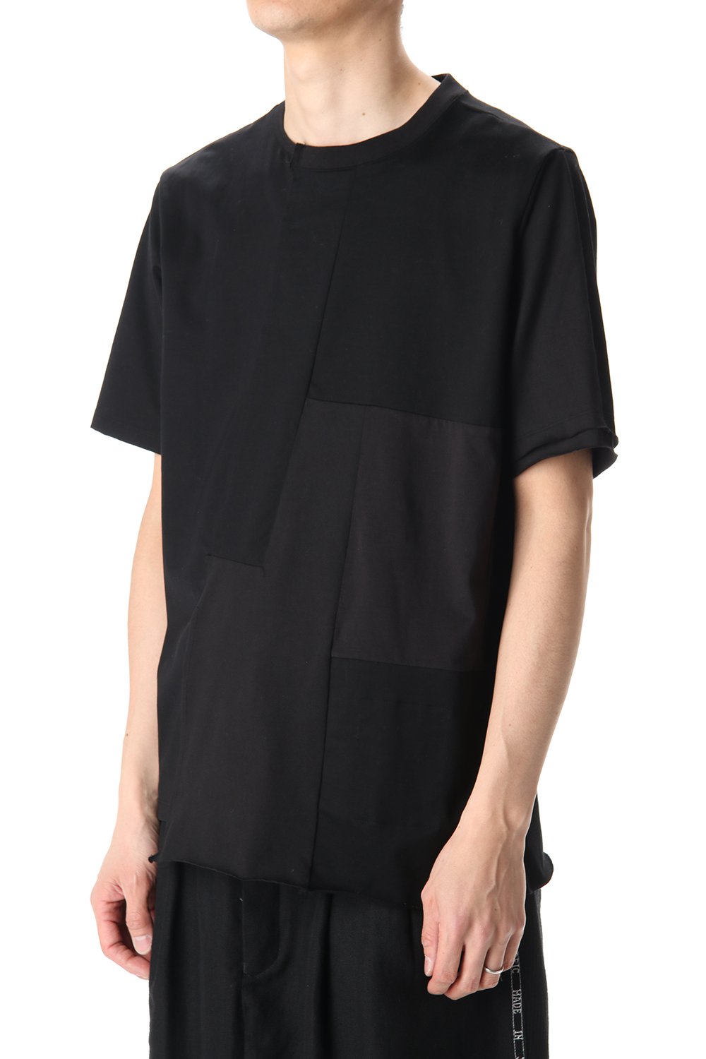 Patchwork Back Seamed T-Shirts Black