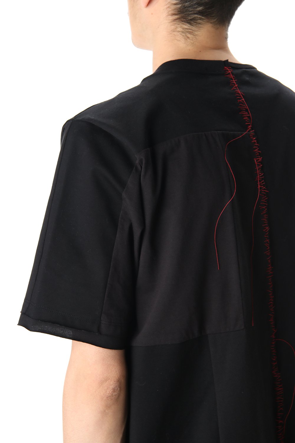 Patchwork Back Seamed T-Shirts Black