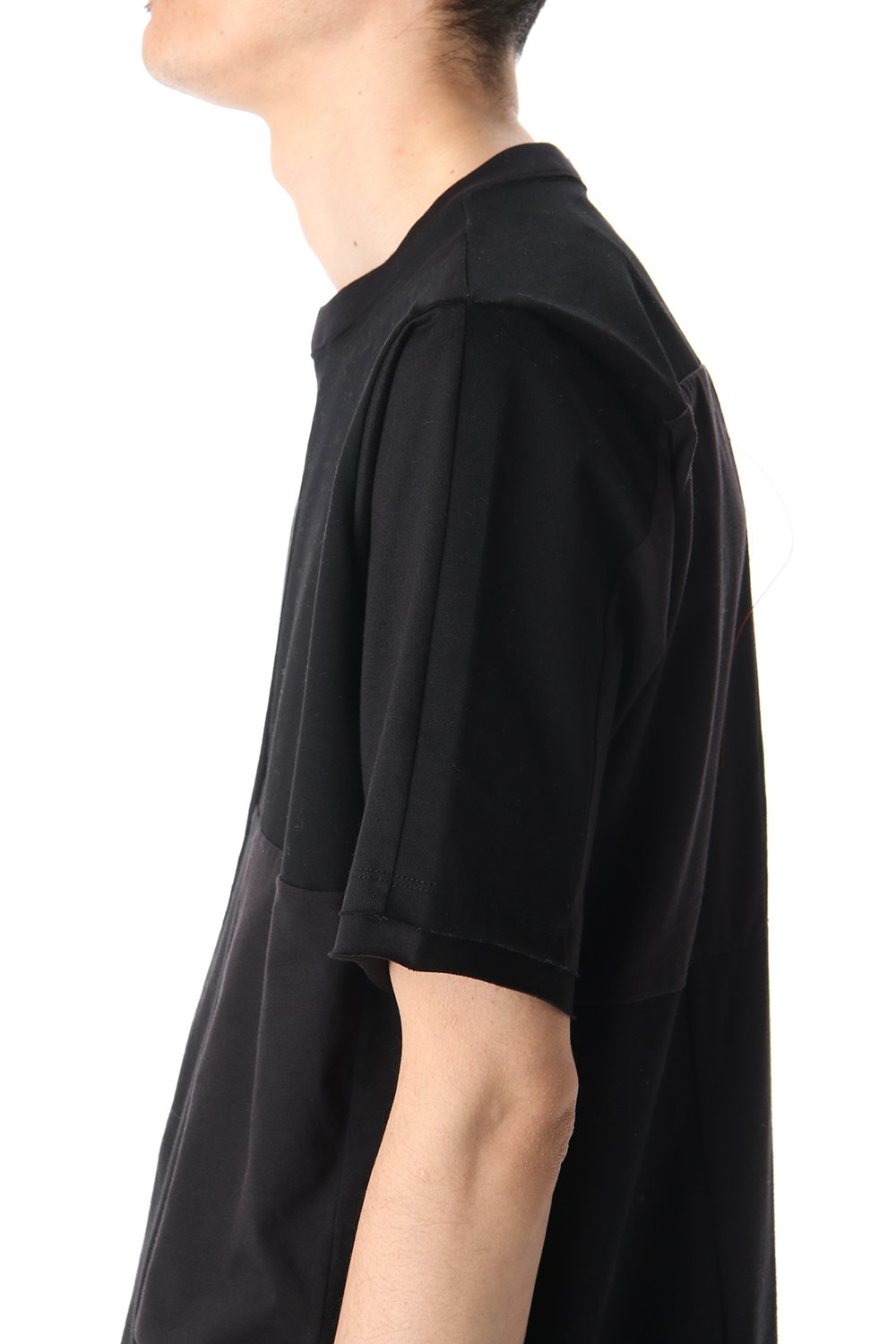 Patchwork Back Seamed T-Shirts Black